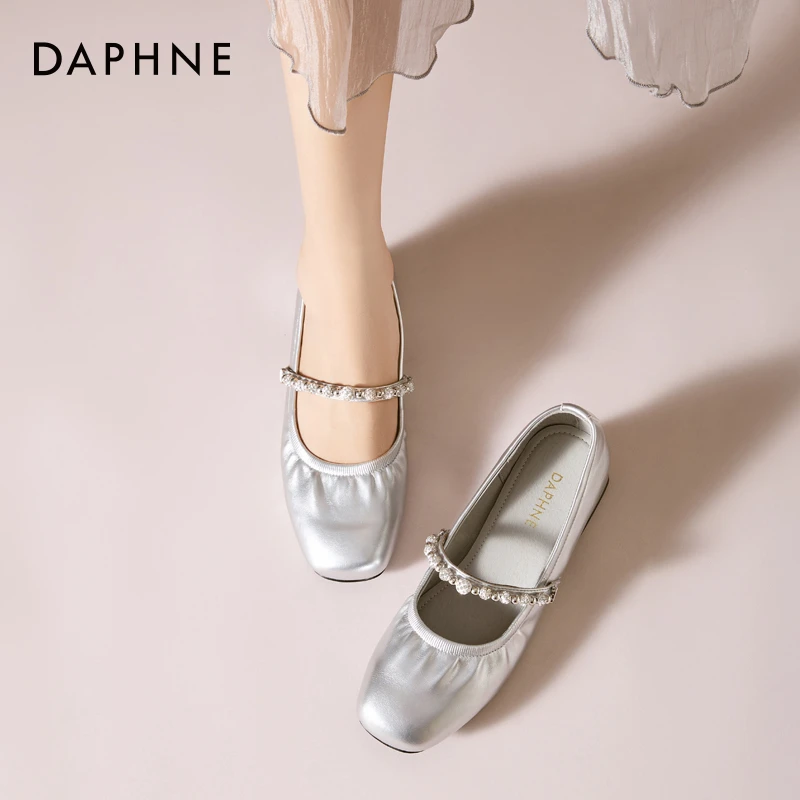 达芙妮时尚玛丽珍鞋女秋季2025新款百搭水钻一字带仙女风粗跟单鞋