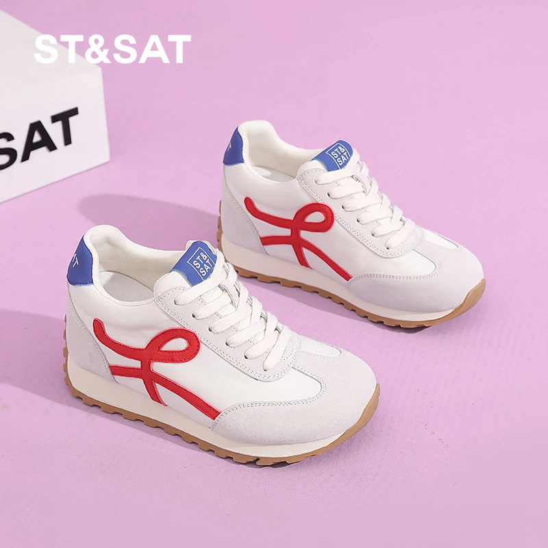 星期六厚底内增高德训鞋女2025冬季新款百搭时尚休闲鞋复古阿甘鞋