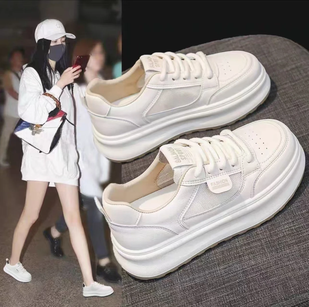 女款2025新款夏季时尚百搭学生厚底小白鞋女休闲板鞋516