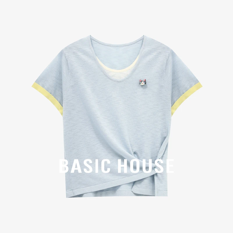 Basic House/百家好夏季千金清冷感贵系衣服女针织衫-B0625B5S802