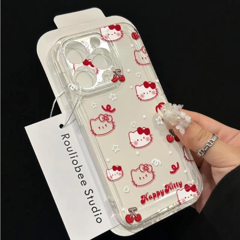 樱桃凯蒂猫适用15PROMAX手机壳iPhone14可爱13全包式12软壳11