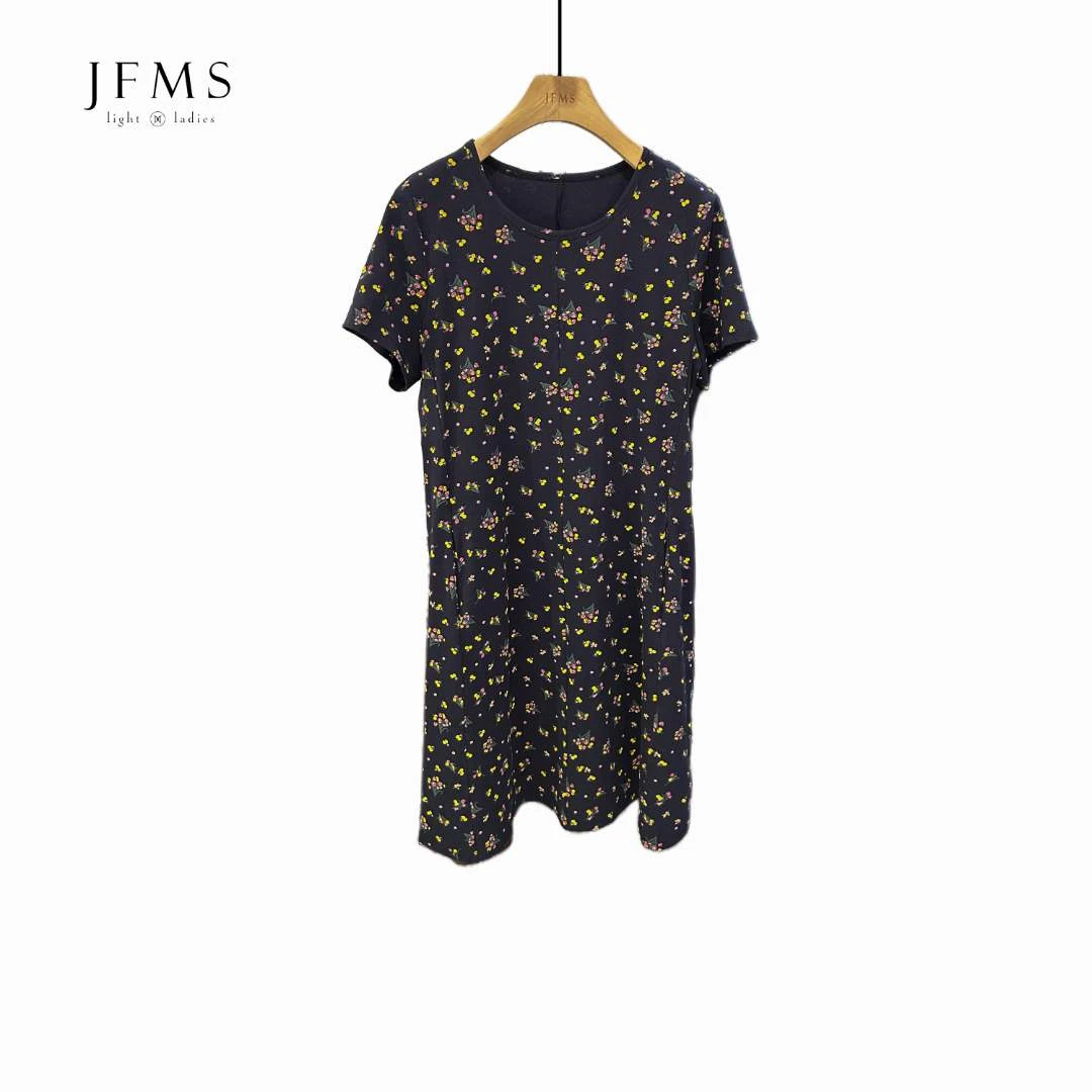 JFMS【短款】夏季新款棉优雅碎花连衣裙中长款显瘦气质外穿Q338宽松