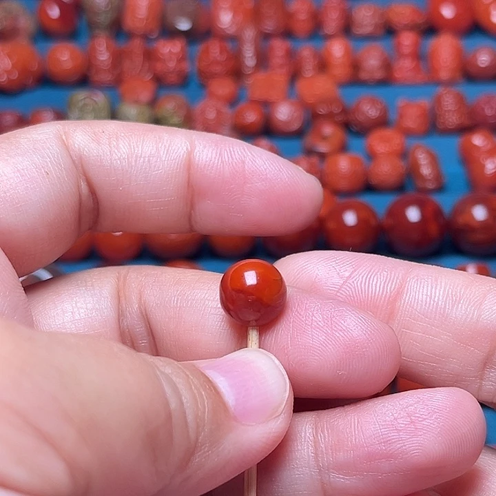 南红玛瑙配饰未镶嵌火焰纹圆珠10.2mm