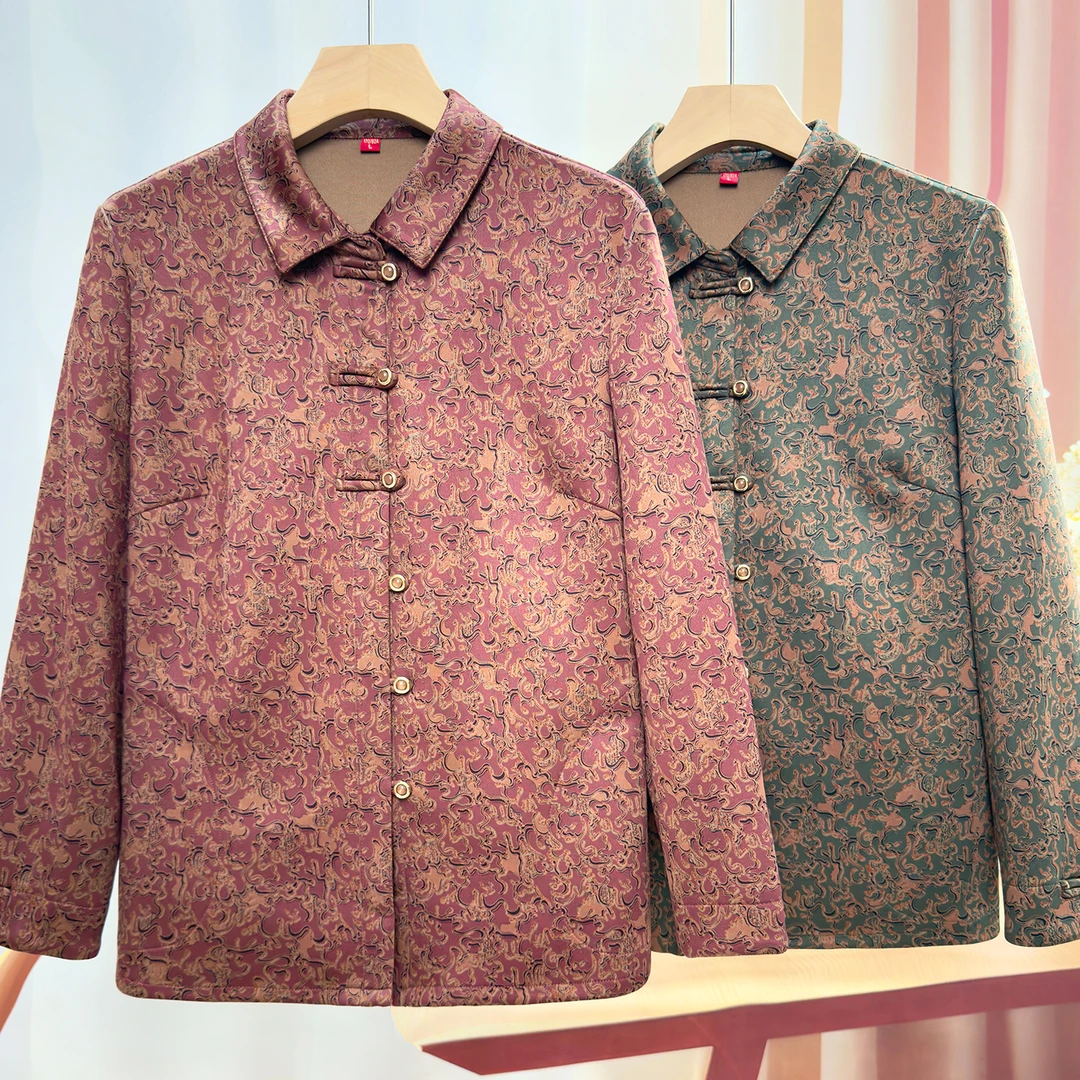 中老年人妈妈秋装长袖衬衫国风婆婆妈妈春秋天宽松薄外套奶奶衣服