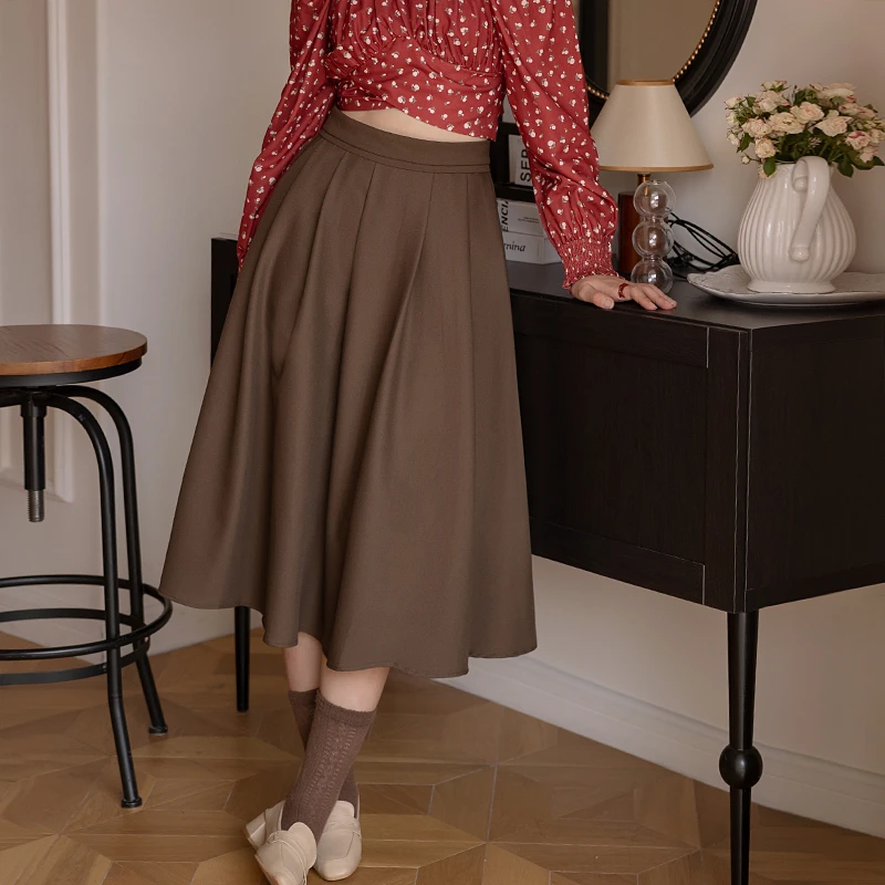 LY棕色半身裙女伞裙