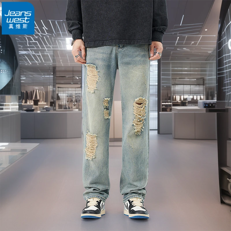 真维斯2025夏季美式vibe高街潮牌牛仔裤男男士美式高街vibe牛仔裤