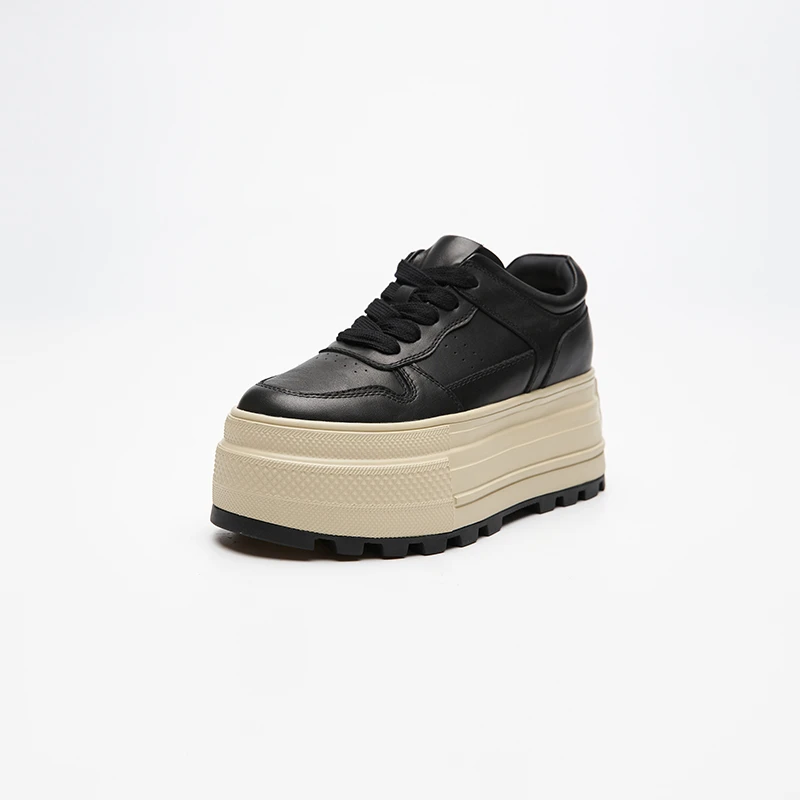 TXT【卡布摩卡】厚底松糕女鞋时尚百搭真皮复古潮流秋季系带防滑