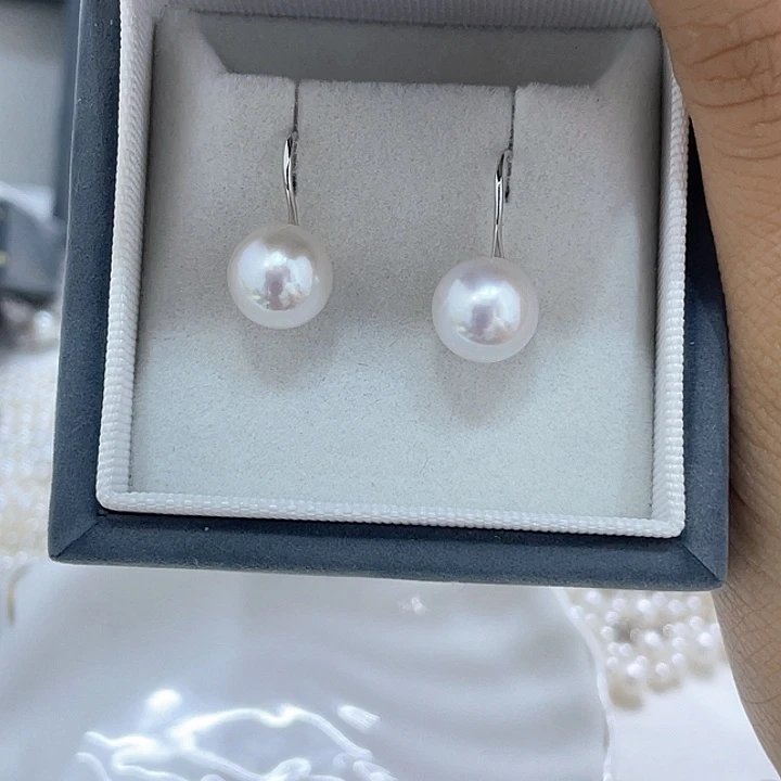 银S925镶嵌耳饰淡水珍珠