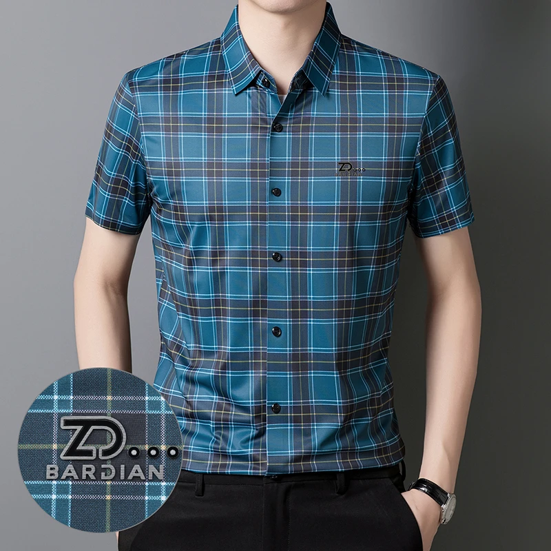 2025新款【弹力冰丝 无痕衬衫】男士轻商务短袖薄款衬衫免烫抗皱