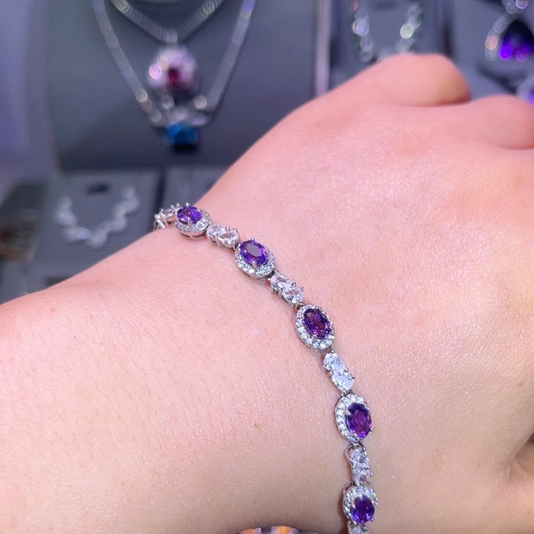 【闪购商品】紫晶手链银S925镶嵌手链