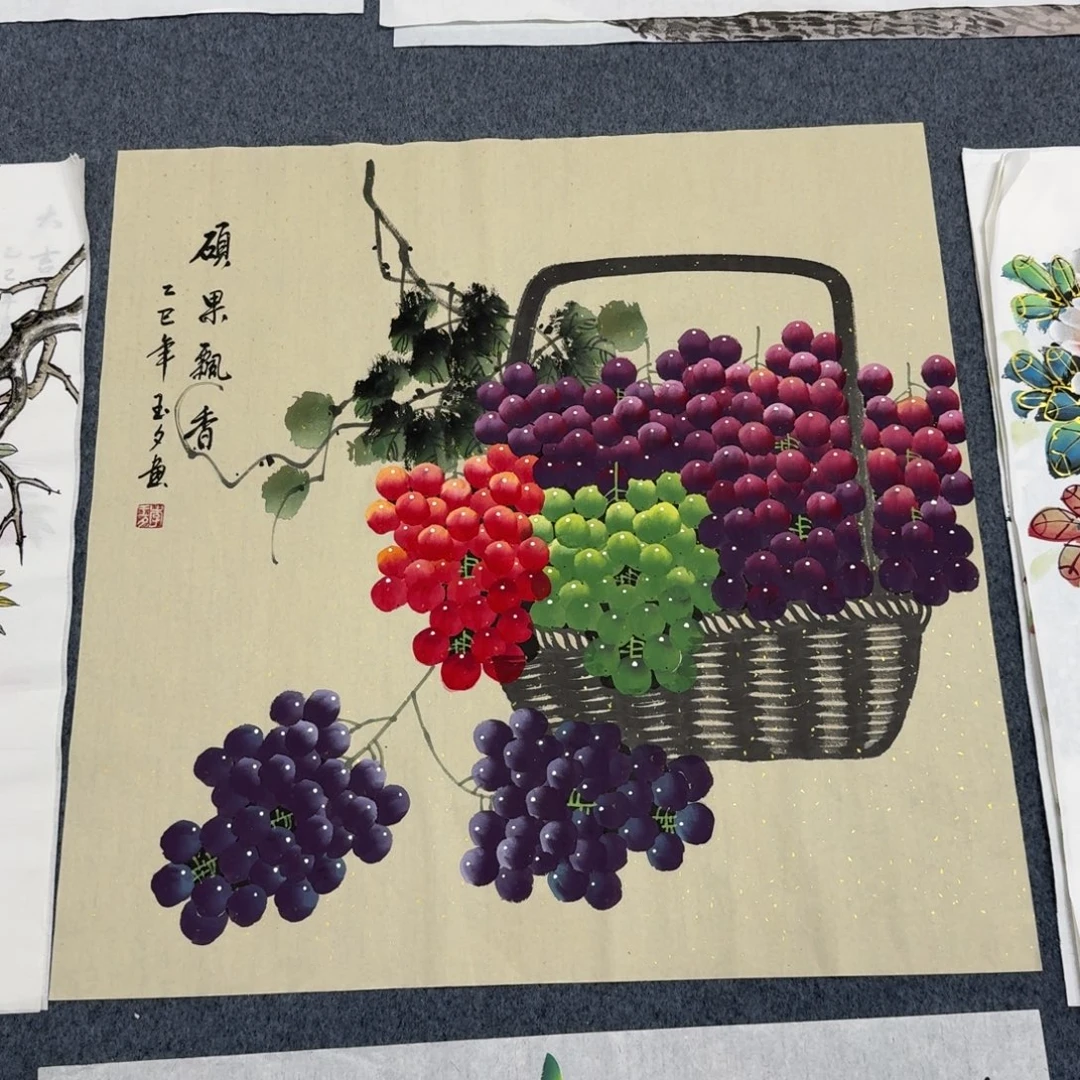 国画四尺斗方70X70纯手绘作品