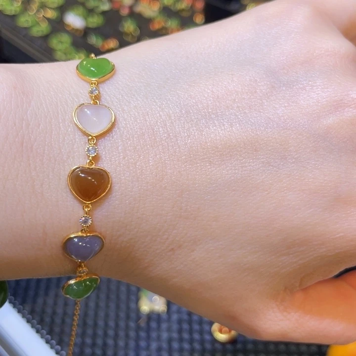 和田玉银S925镶嵌手链