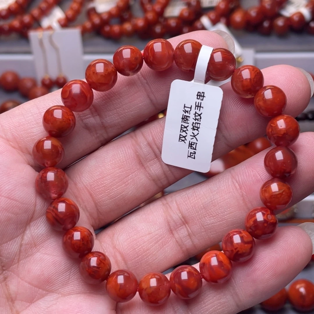 南红玛瑙未镶嵌南红玉石8.8mm瓦西牛血火焰纹手串