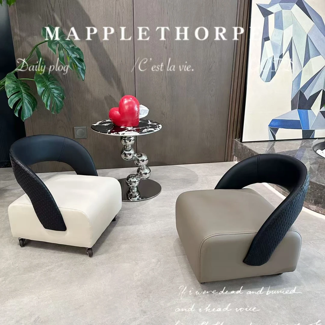 中古风轻奢单人休闲溜溜凳小户型客厅家用异形靠背阳台溜溜凳