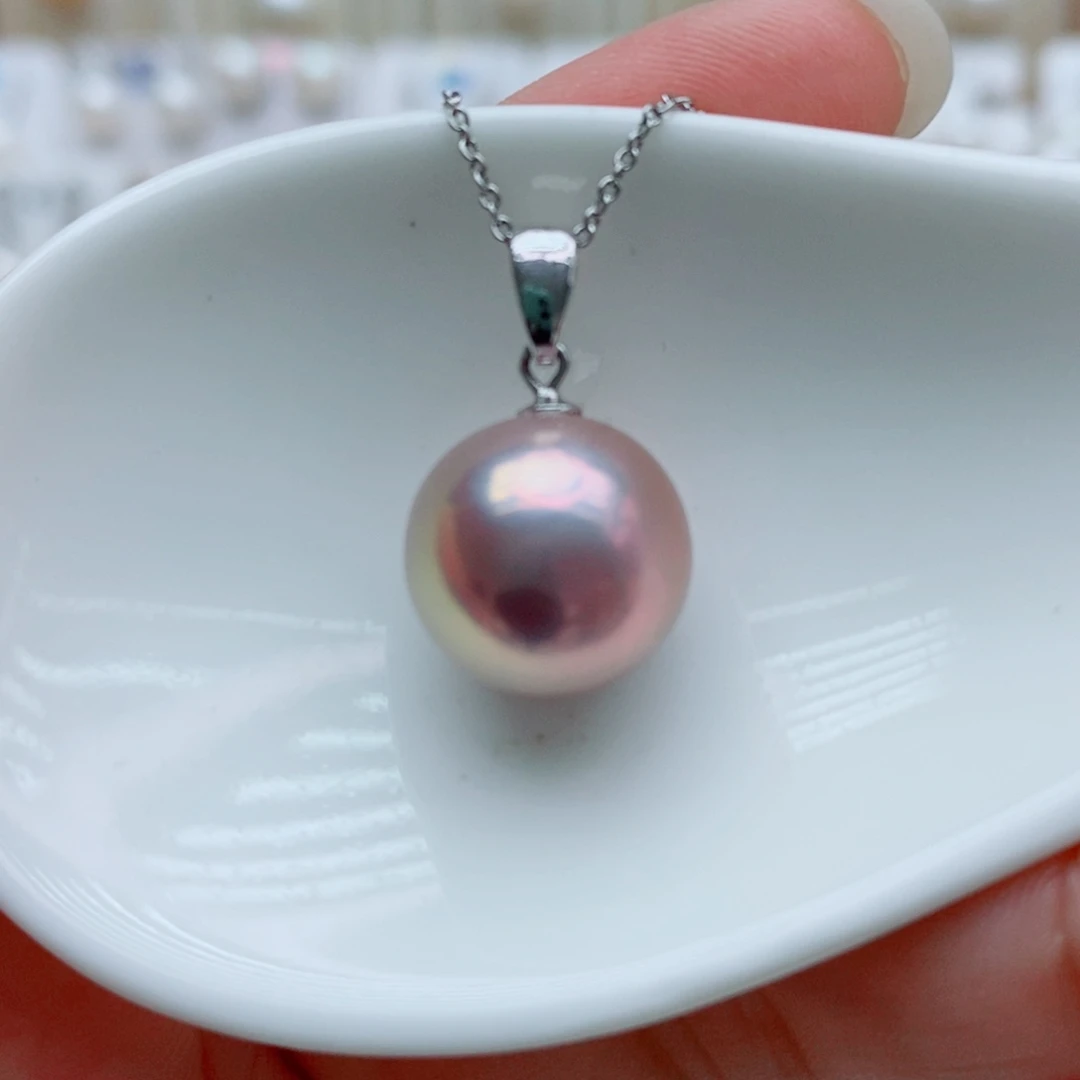 淡水珍珠银S925镶嵌吊坠(赠链)13mm
