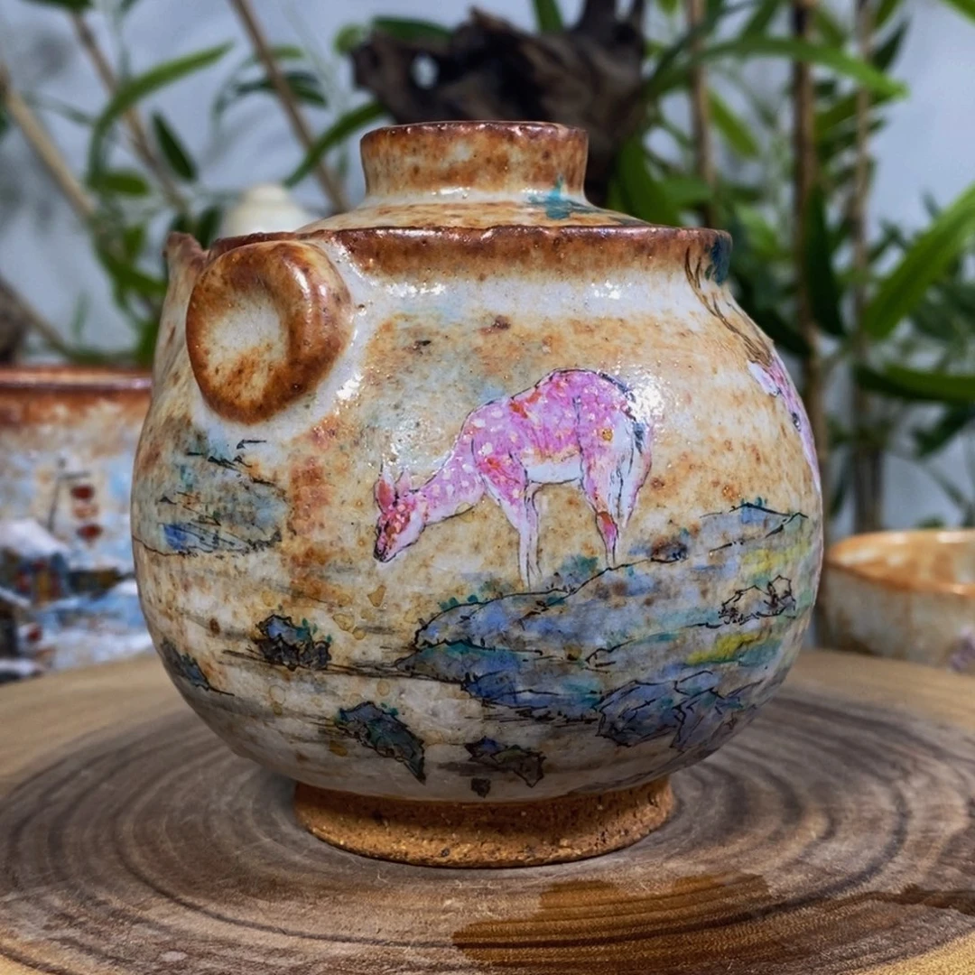 七*阁匠心窑柴烧手绘鹿杯