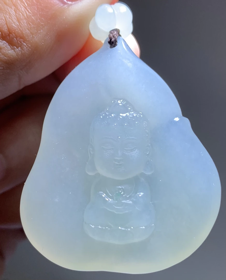 【阿弥•宝宝佛】缅甸天然A货翡翠冰种阿弥陀佛属狗猪生肖本命佛挂件