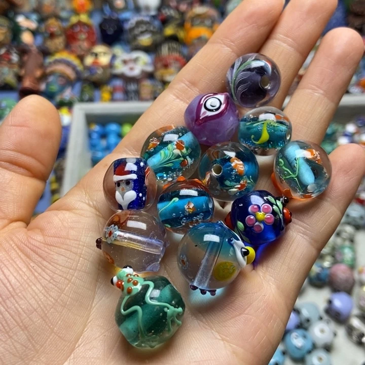 琉璃颈饰配件珠子一颗111