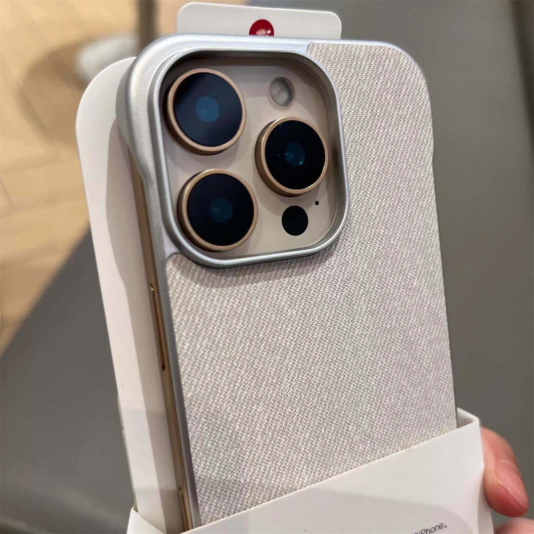 纤维布纹无边框适用苹果16promax/15/14手机壳简约防摔iPhone13硬