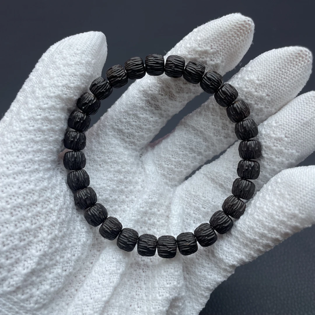 F053印尼原色原生态椰蒂8mm手工拉丝无相纯手工手串多样性发其一