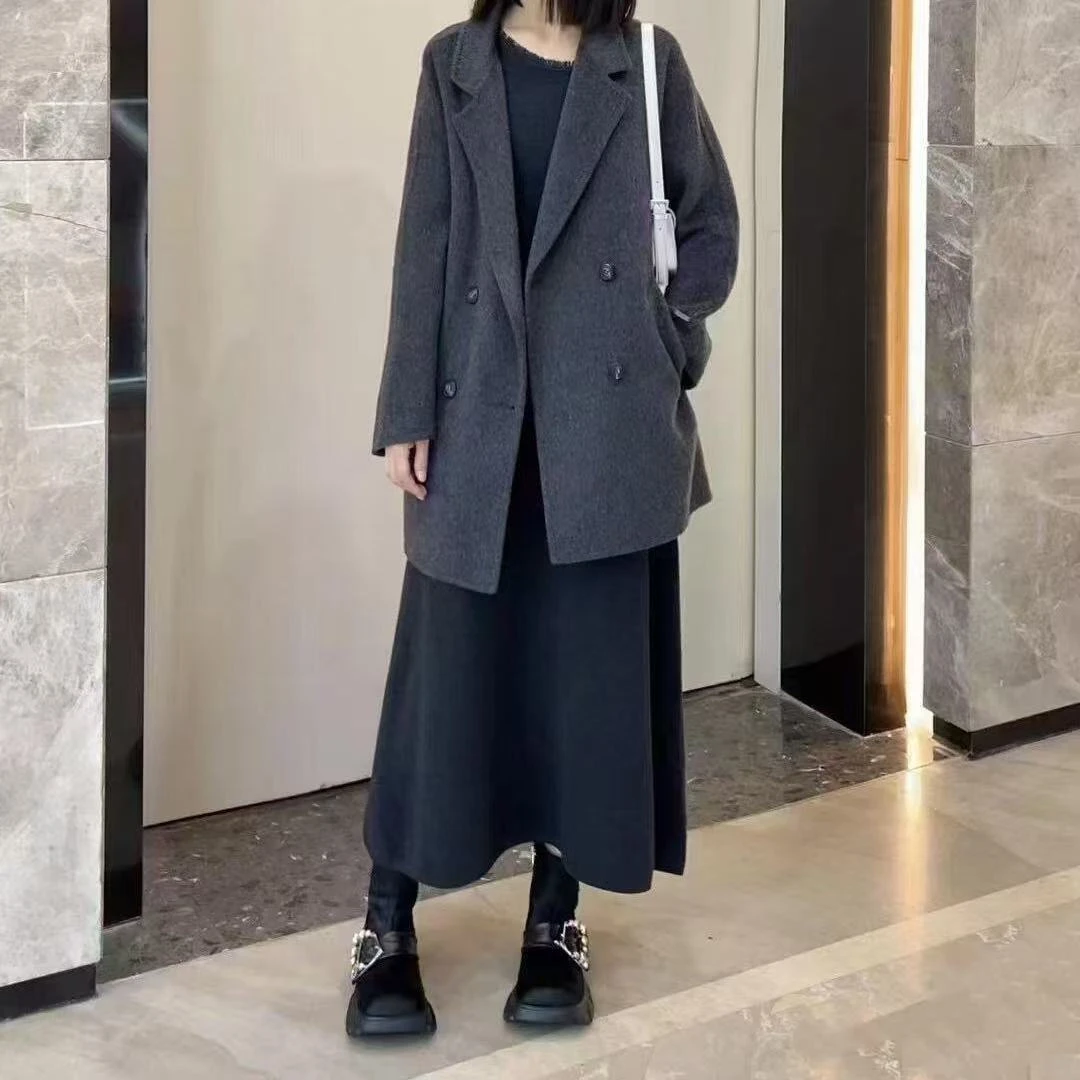 毛呢-1FA170251格雷系双面时尚气质大衣