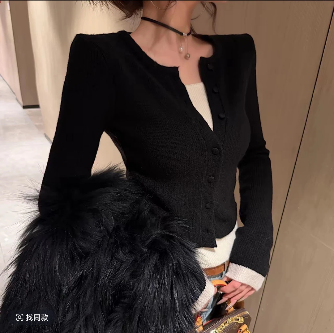 AL SHOP【钻石优选】韩系秋冬新款时尚拼接针织显瘦假两件上衣