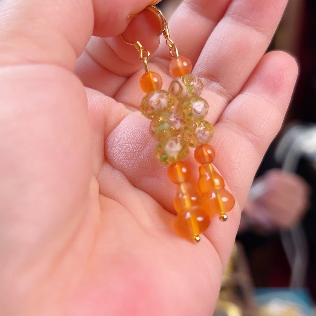 925银珐琅锦和设计复古耳环