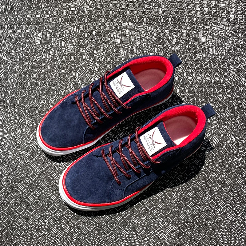 2025新款中帮深蓝色海盗鞋休闲板鞋时尚潮流学生潮鞋小众鞋子男鞋