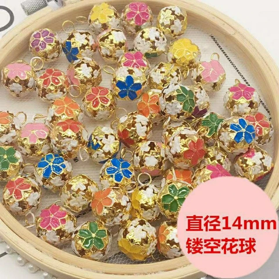 14mm花铃铛景泰蓝镂空花球diy和风流苏发饰材料蝴蝶吊坠铃铛饰品