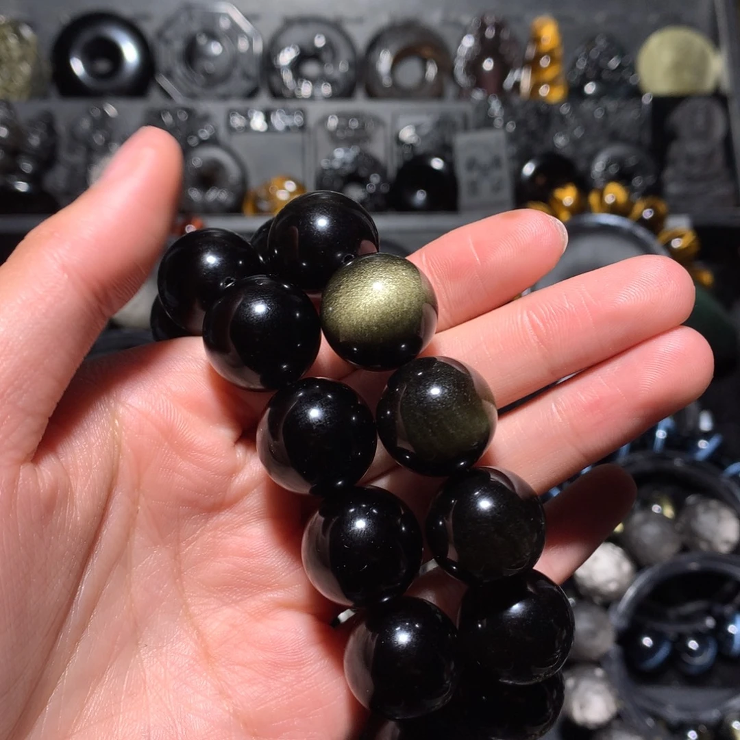 北***司黑曜岩未镶嵌珠宝奇石扩孔不退换
