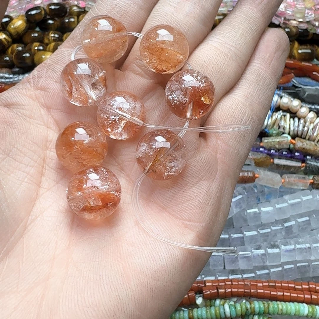 玛瑙/玉髓未镶嵌珠宝半成品一颗15mm锦鲤胶花