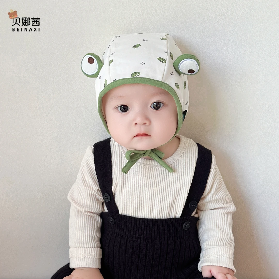 Beinaqian/贝娜茜婴儿帽子宝宝男护耳帽外出女可爱囟门帽冬季胎帽