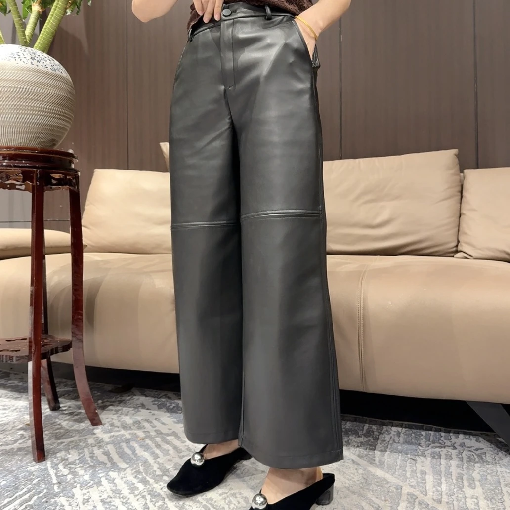 黑色高腰显瘦宽松百搭休闲气质直筒阔腿长裤冬季新款