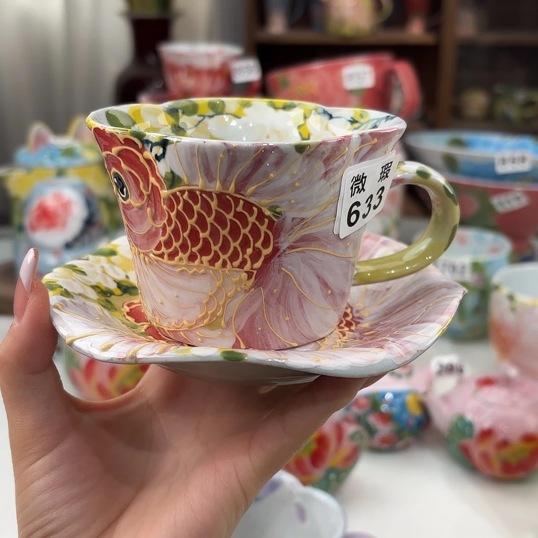 瓷片阿**花景德镇手绘高温釉下彩陶瓷茶具