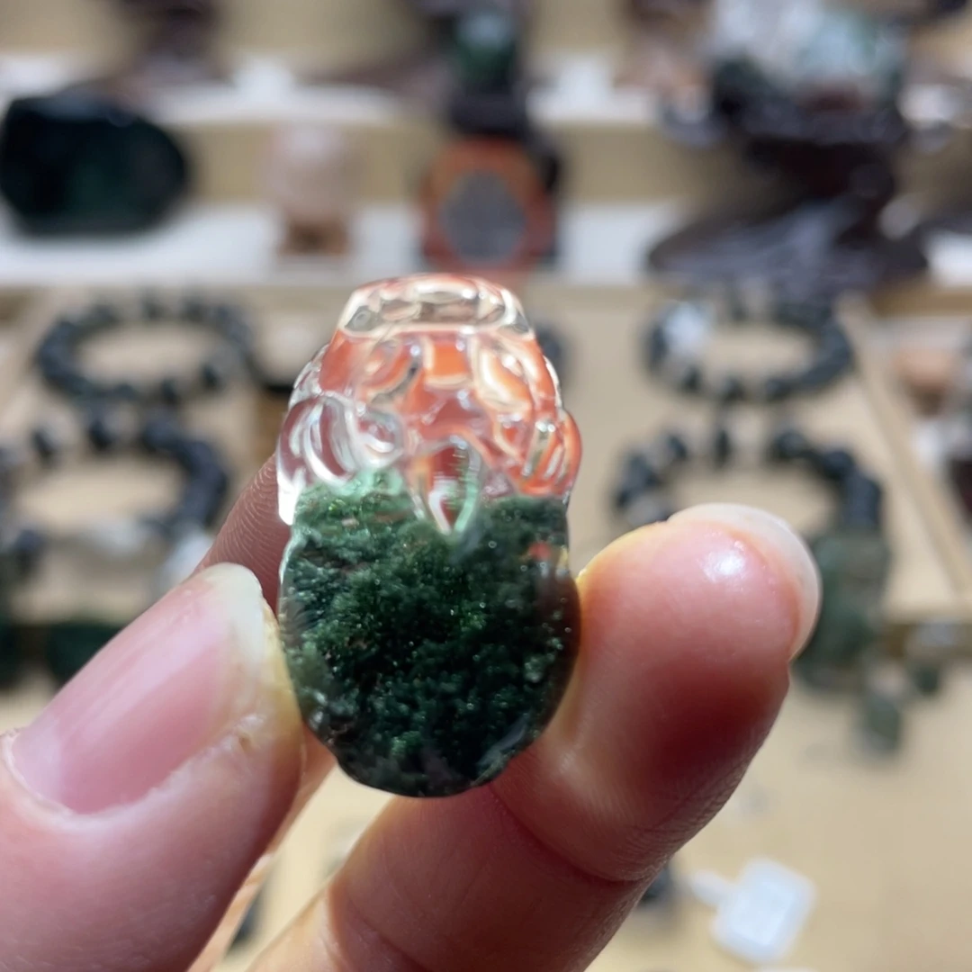 水晶颈饰未镶嵌绿幽灵聚宝盆貔貅