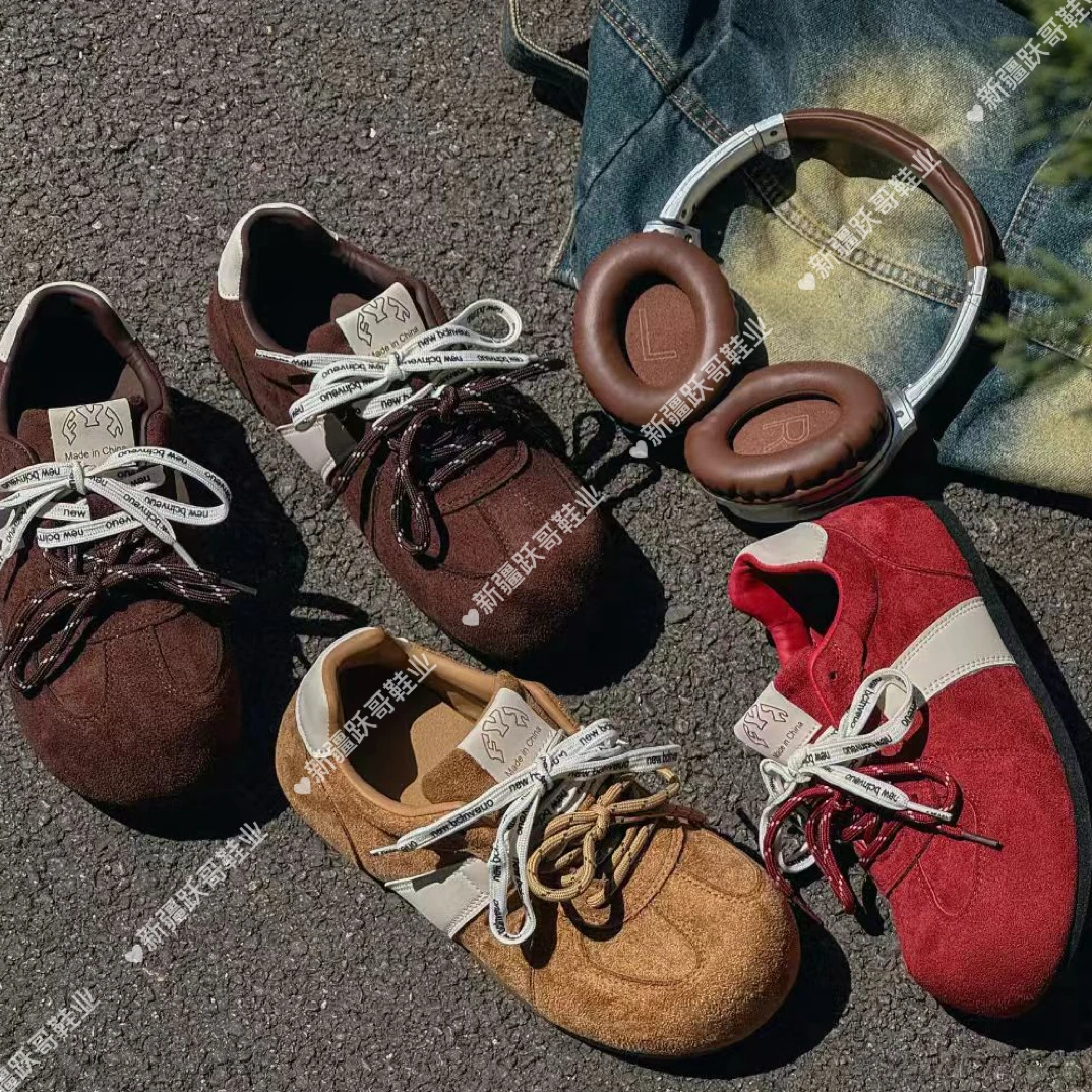 【K215】新疆跃哥鞋品2025新款丑萌大头绒面泡泡鞋双系带德训鞋休闲