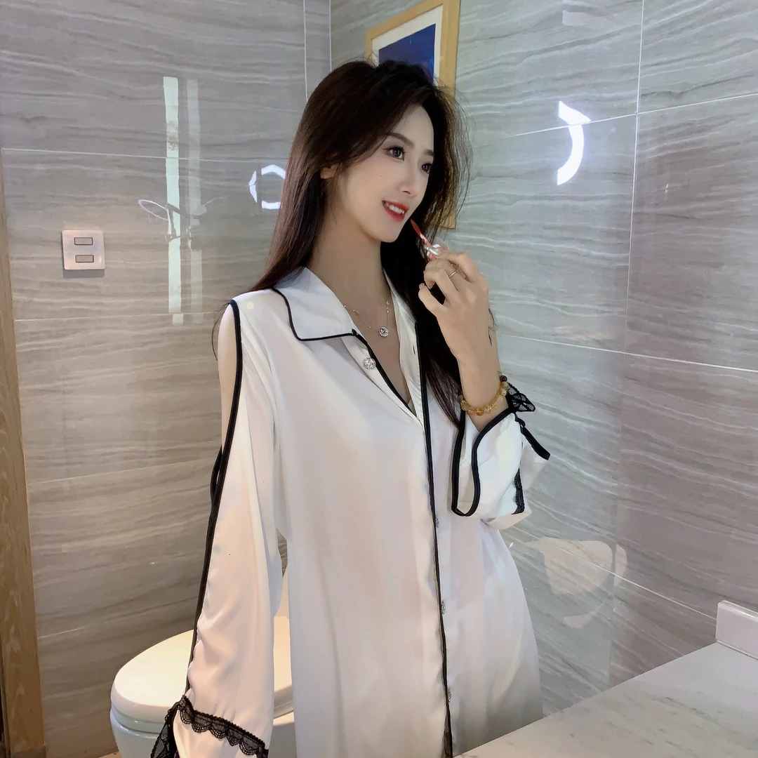 【天生丽质】夏季女士冰雪丝宫廷风中长款轻奢性感露肩宽松家居睡裙