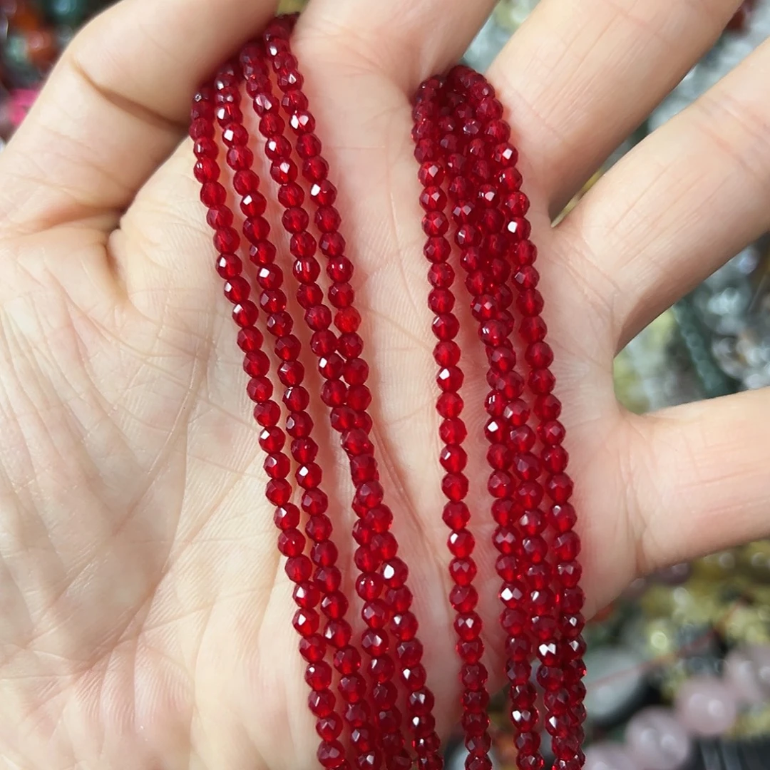 玛瑙/玉髓未镶嵌珠宝半成品，7A卡3红玛瑙一条