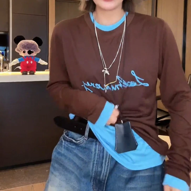 早秋新款假两件款减龄时尚款长袖打底Ｔ恤LK2505369