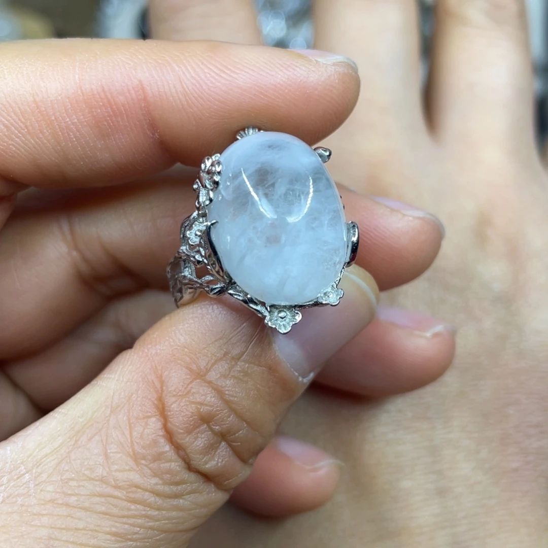 【闪购商品】银S925镶嵌珠宝半成品水晶戒指