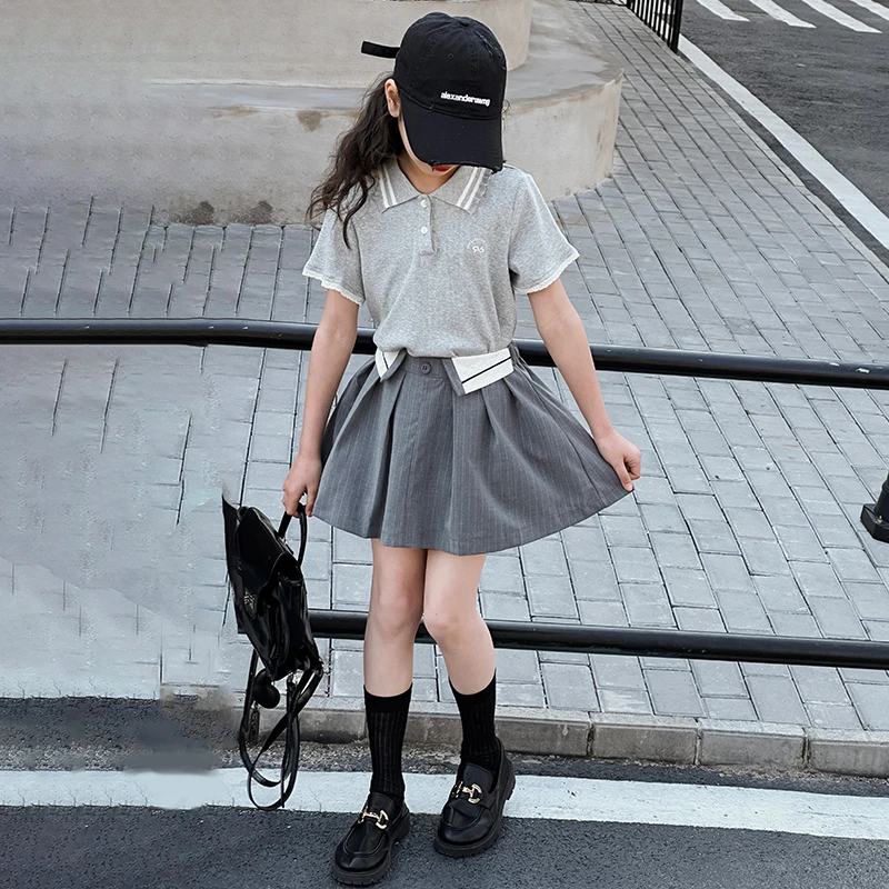 女童夏季裙裤套装2025新款儿童t恤两件套女孩大童酷辣风穿搭夏天