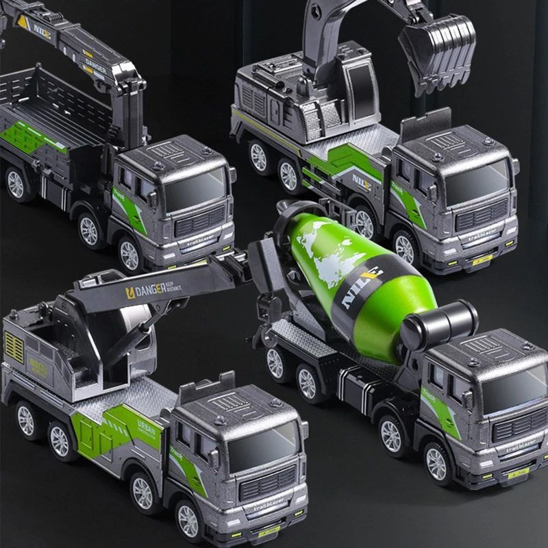 合金工程车挖掘机吊车小玩具儿童小型小汽车大卡车1-3岁套装模型