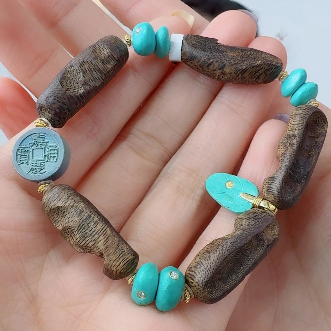 绿松石18K金镶嵌珠宝奇石