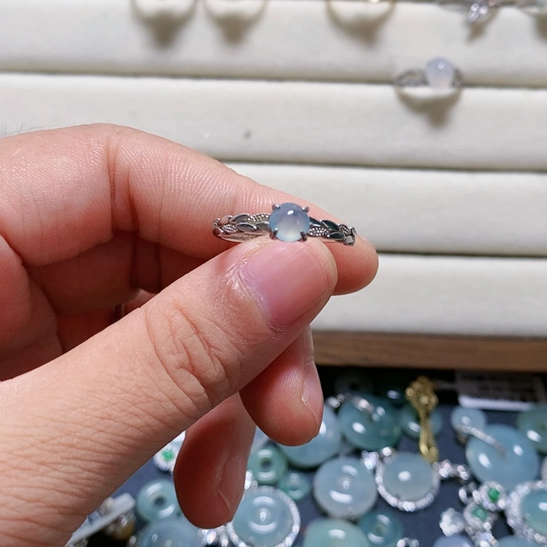 翡翠银S925镶嵌戒指