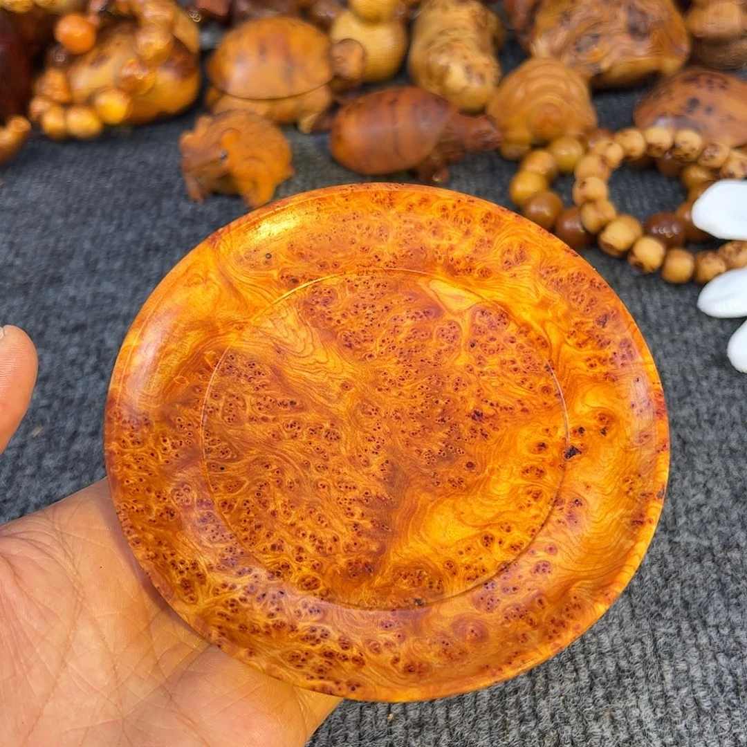 纯***纯崖柏崖窝黑金瘤花精品盘子摆件