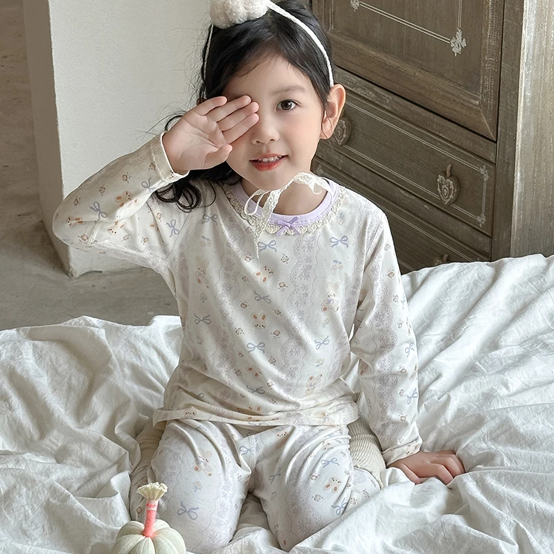 【A类无骨棉长绒棉】儿童抗静电家居服套装男女童学生秋衣裤套2512