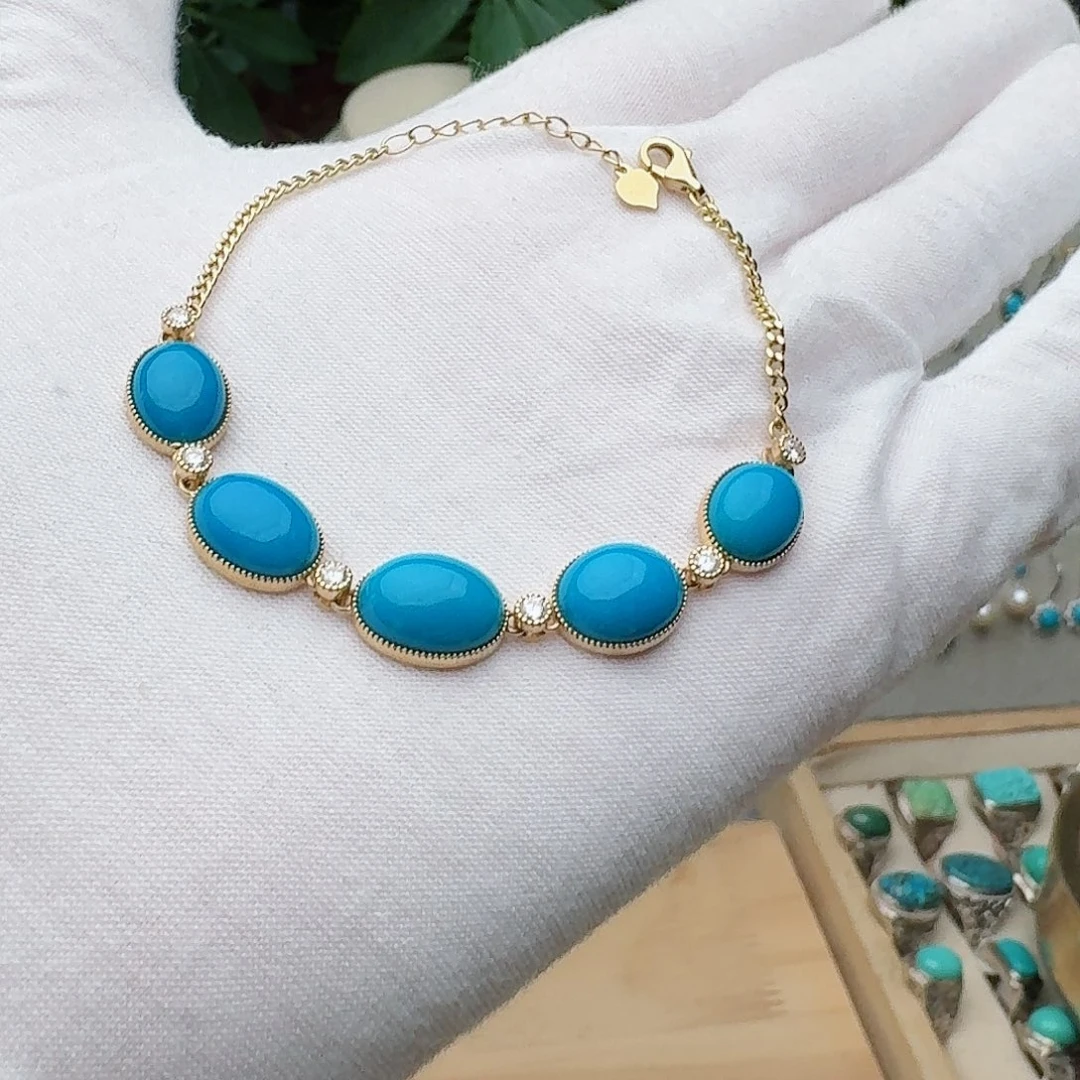 绿松石18K金镶嵌手链手链