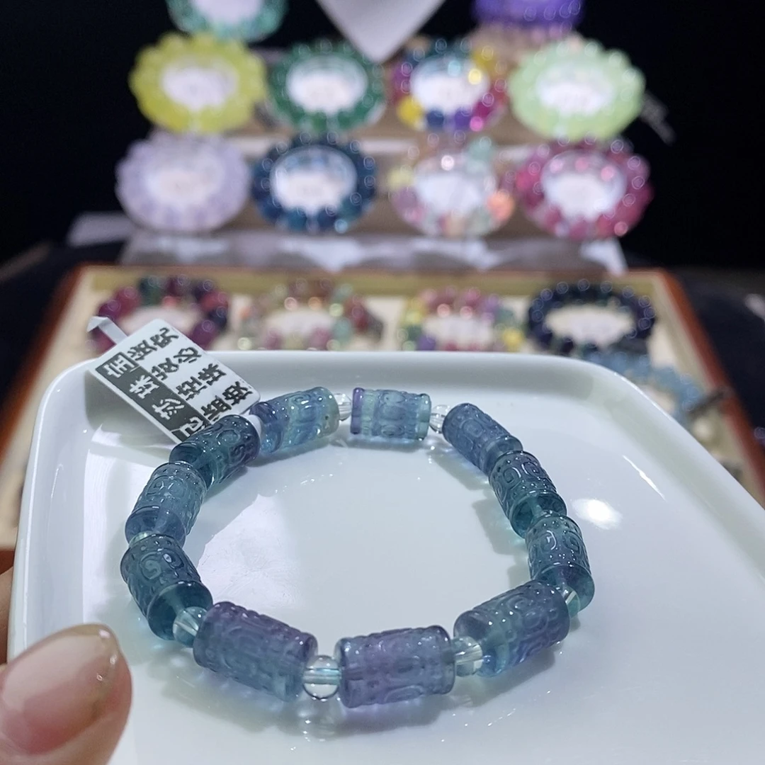 银S925镶嵌手链萤石桶珠