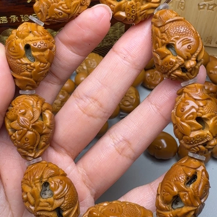 橄榄核手串/手链鱼戏莲花