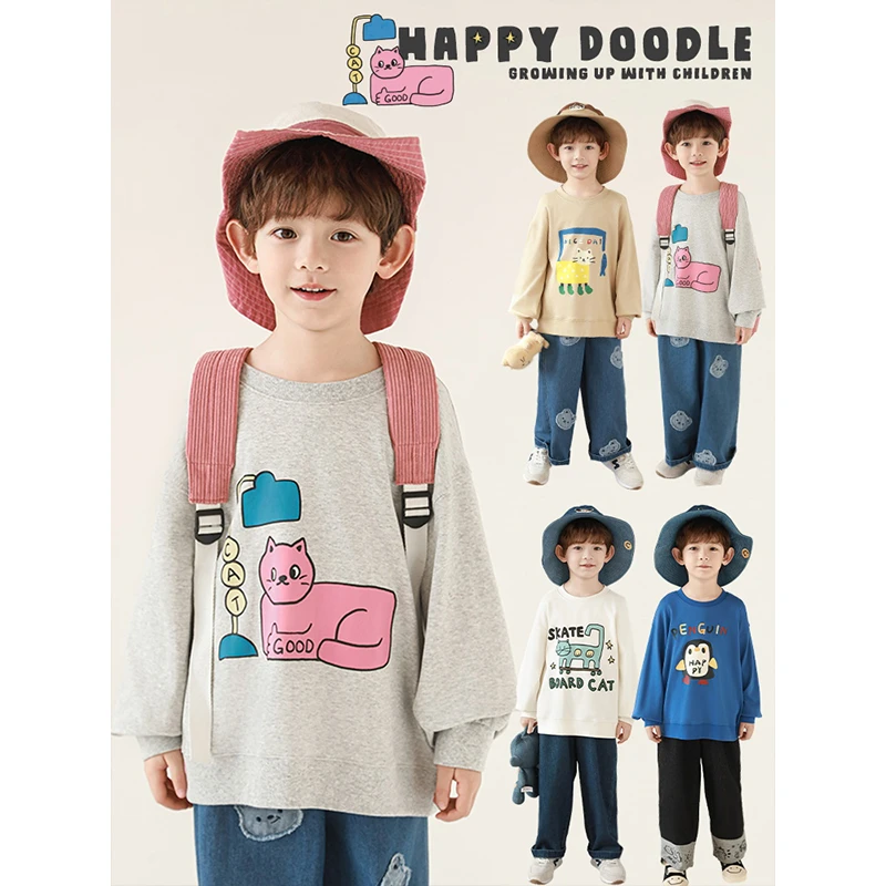 YOEHYAUL/幼悠【清货】柔软穿着型原创图案长袖休闲好搭配卫衣N5838